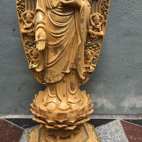 最高级 高さ90cm 超大型 薬師如来仏立像 木製仏像 切金 本金 仏教工芸