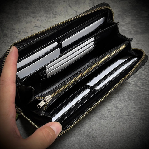 スティングレイ 長財布 ガルーシャ エイ革 ラウンドファスナー カード
