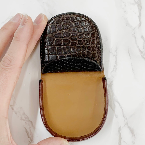 日本製 上質 クロコダイル マット仕上げ コインケース 馬蹄型 ワニ革