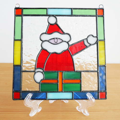 ステンドグラス ミニパネル サンタクロース 15cm その他インテリア雑貨