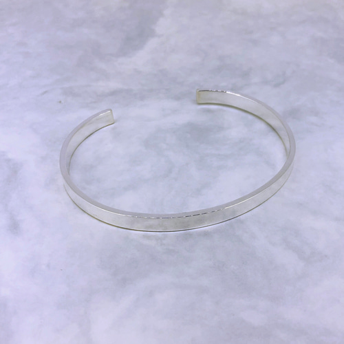 バングル5mm幅スクエア】高純度シルバー1000 純銀 シンプル 平打ち