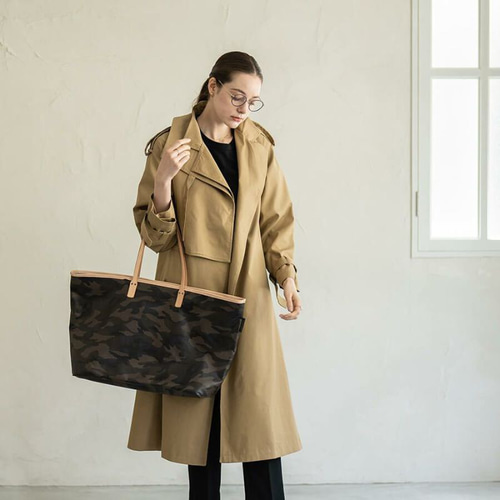 ヌメ革 トートバッグ LLサイズ 撥水 大容量 肩掛け A4 カモフラージュ