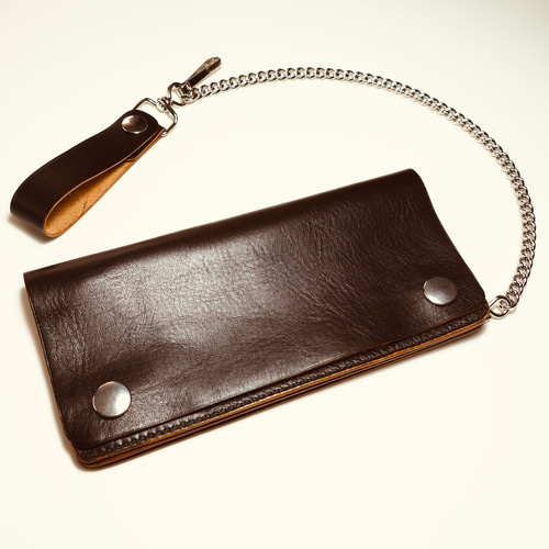 トラッカーウォレット チェーン付き 長財布 ホースハイド ダーク
