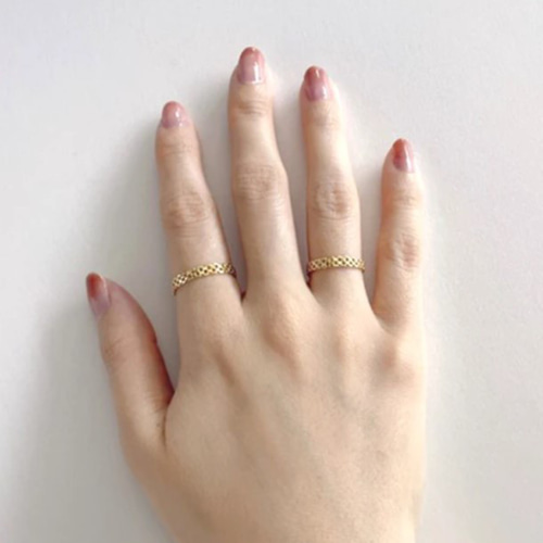 18金【ビスマルクチェーンリング 7号】イエローゴールド K18刻印入