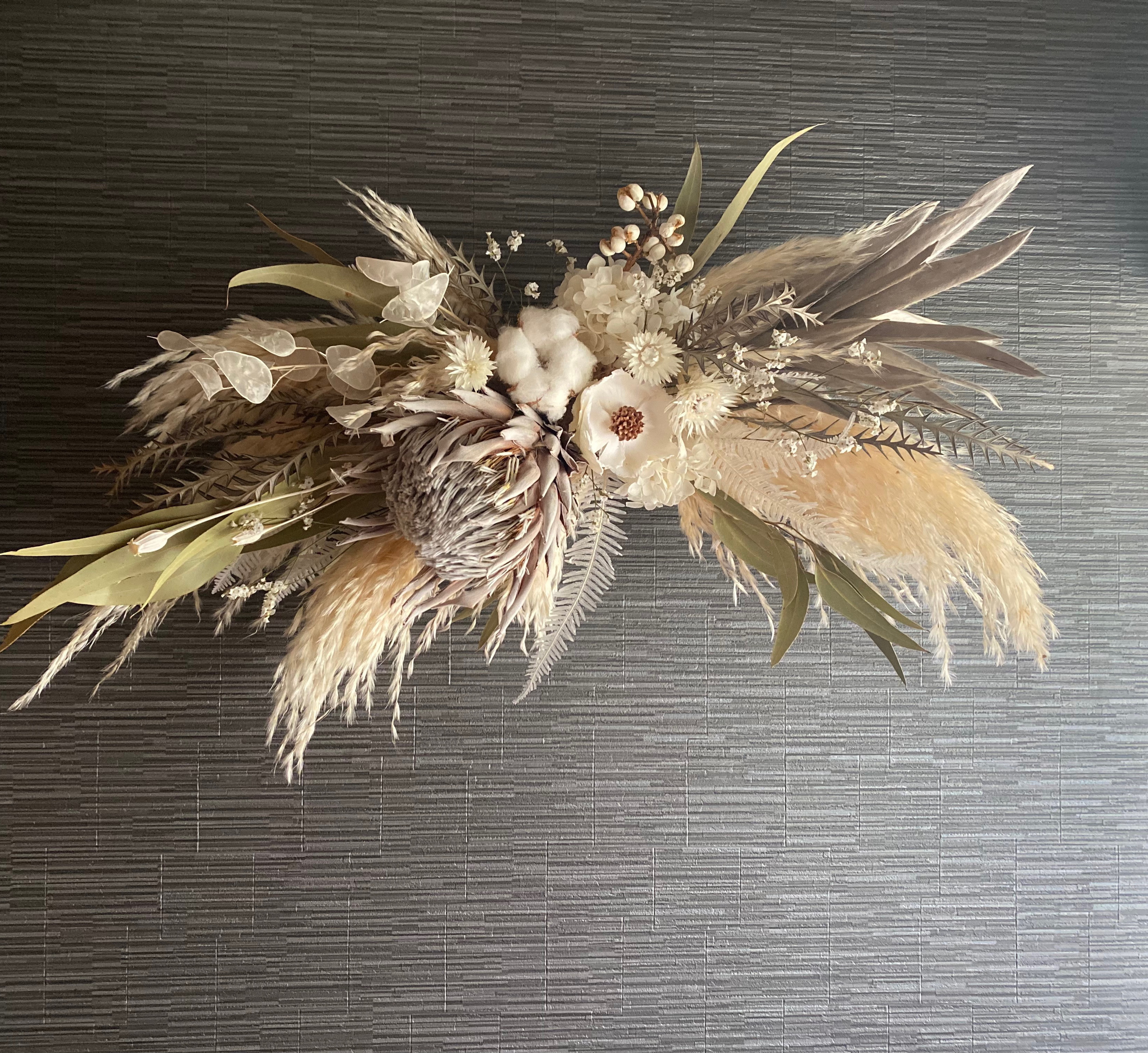 ドライフラワー壁掛けアレンジメントドライフラワー横長スワッグ