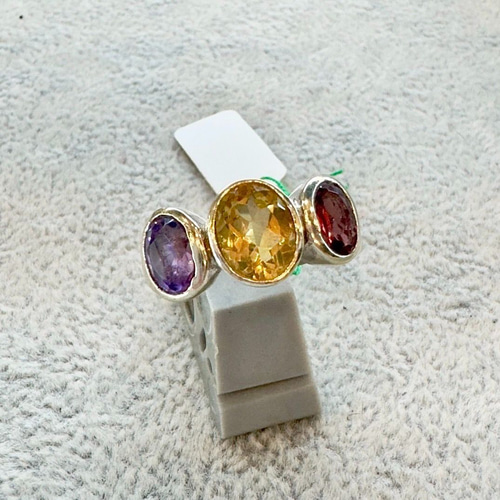 シルバーリング リング 15号 シトリン アメジスト ガーネット 天然石