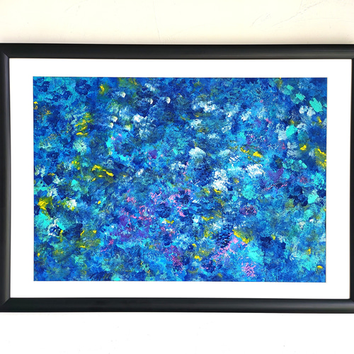 石垣の海に生きた証 / 抽象画 46×63㎝ A2 額縁セット 原画1点のみ