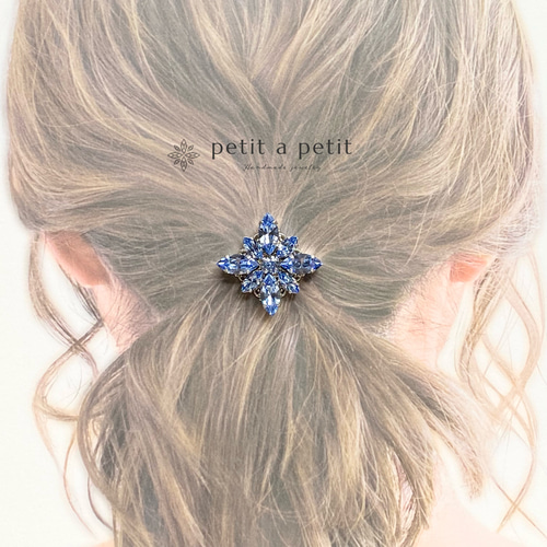 スワロフスキー®︎ ヘアゴムorポニーフック Lサイズ clématite Lt