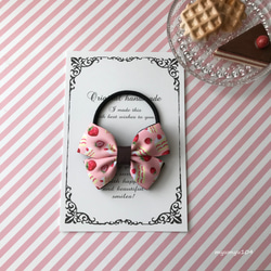 バーバリーチェック風リボンの親子お揃いヘアアクセサリーセットA