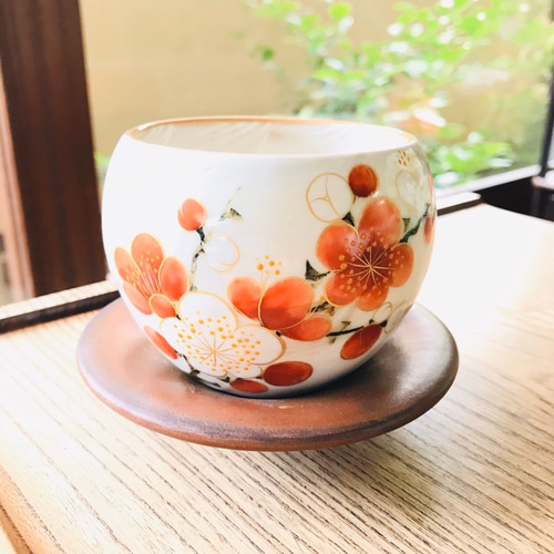 京焼・清水焼 陶あん】玉湯呑み 紅白梅 湯呑み 京焼・清水焼窯元 陶