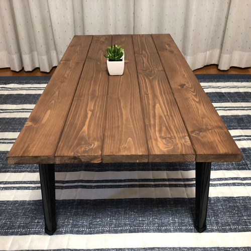 水性ニス仕上げ／ウォルナット】折りたたみ式・ローテーブル