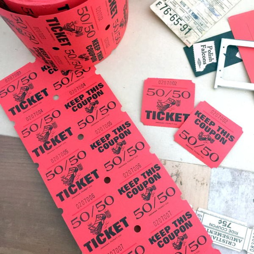 062・アメリカチケット50/50 4色計100枚 コラージュ ラッピング 紙物