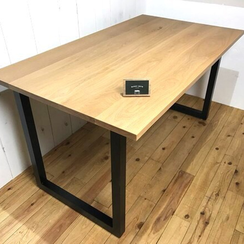 ☆ アイアンフレーム ホワイトオーク無垢材 ダイニングテーブル 木色