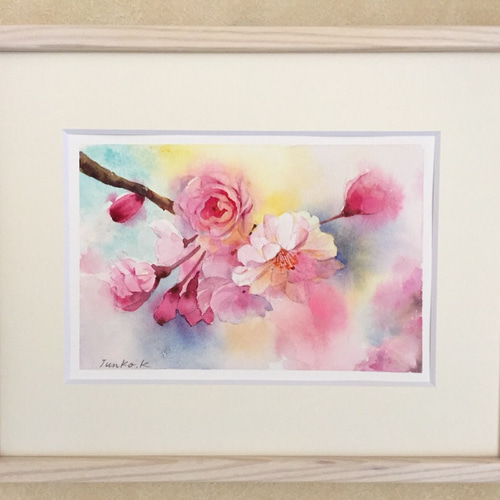 アート 【手描き水彩画 原画】 八重桜 絵画 Junko.K 通販 3523763
