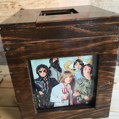 木製レコードケース 7インチ・サイズ (取手 ブラック) その他家具