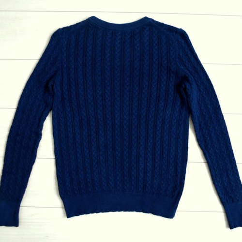 ◇天然灰汁発酵建て 本藍染◇ コットンカシミヤ ケーブル編みセーター