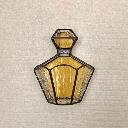 ステンドグラス壁掛け飾り ✨ミモザ色の香水瓶✨ タペストリー・壁掛け