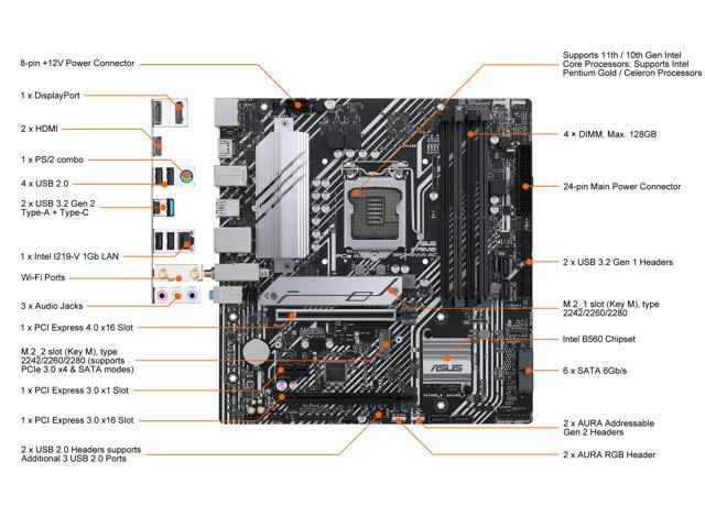 NeweggBusiness - ASUS PRIME B560M-A AC LGA 1200 Intel B560 Micro