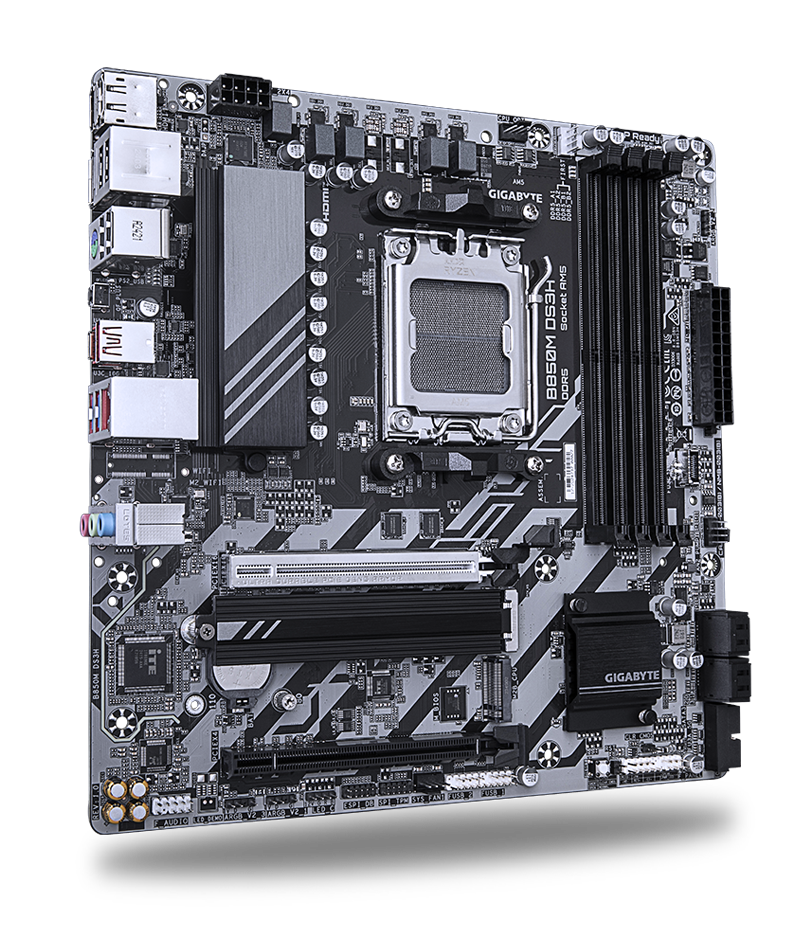 GIGABYTE B850M DS3H AMD AM5 LGA 1718 Motherboard, mATX, DDR5, 2x M