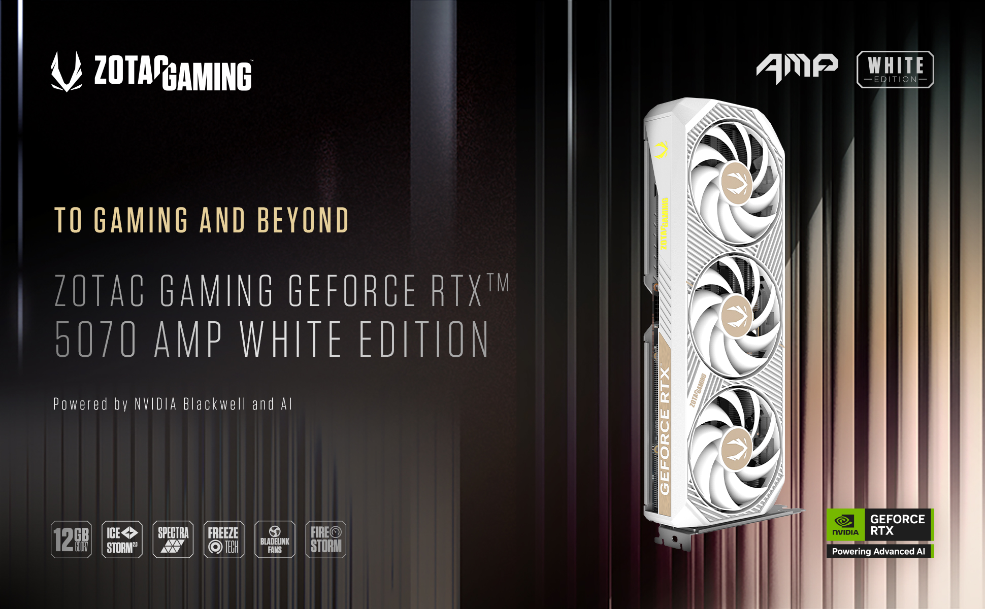 ZOTAC AMP GeForce RTX 5070 12GB 192-Bit GDDR7 PCI Express 5.0 x16