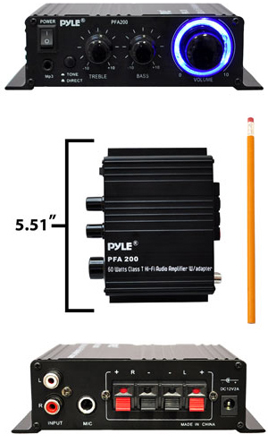 NEW PYLE PFA200 60W MINI 2 CH CAR AUDIO AMPLIFIER AMP 2 CHANNEL 60