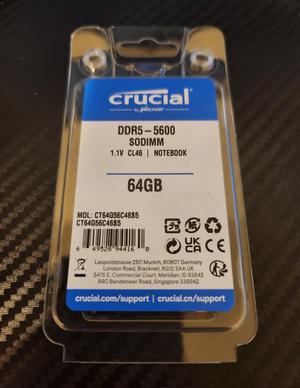 Crucial DDR5 Classic 16GB (2 x 8GB) 262-Pin DDR5 SO-DIMM DDR5 5600
