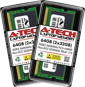 A-Tech 64GB (2x32GB) DDR5 5600MHz SODIMM PC5-44800 Non-ECC