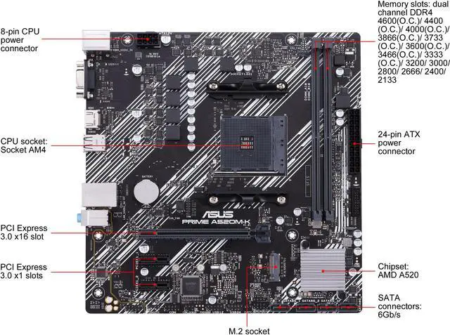 ASUS PRIME A520M-K AM4 Micro ATX AMD Motherboard - Newegg.com