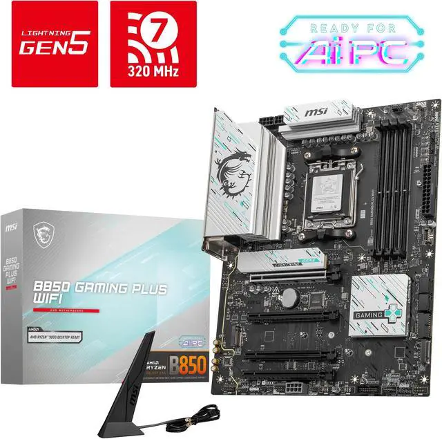 MSI B850 GAMING PLUS WIFI AM5 AMD B850 SATA 6Gb/s 5G Network DDR5
