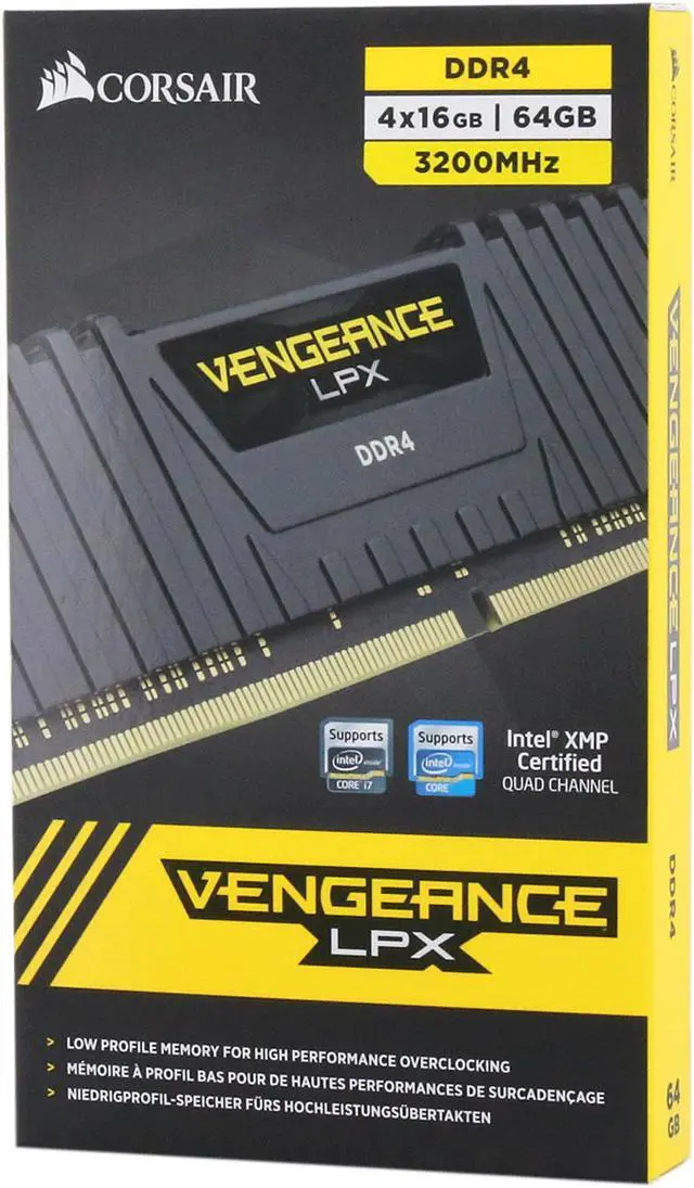 CORSAIR Vengeance LPX 64GB (4 x 16GB) 288-Pin PC RAM DDR4 3200
