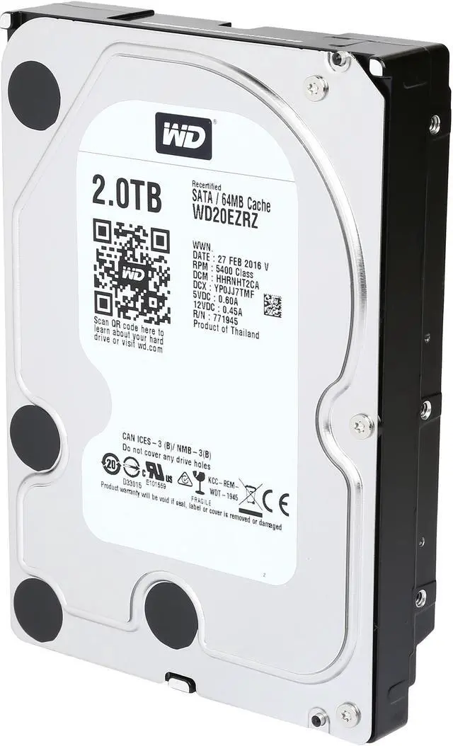 Refurbished: WD 2TB Desktop Hard Disk Drive - 5400 RPM SATA 6 Gb/s