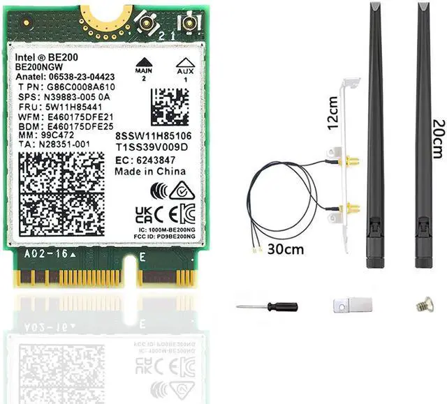 WiFi 7 BE200 NGW Wireless Card, Tri-Band 6GHz/5GHz/2.4GHz M.2 NGFF