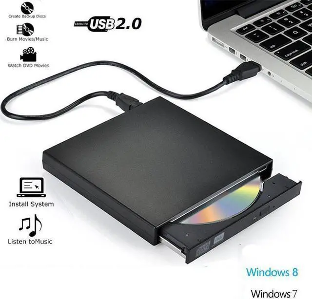 Jansicotek KBDVD001 External CD Drive, USB 2.0 External DVD CD