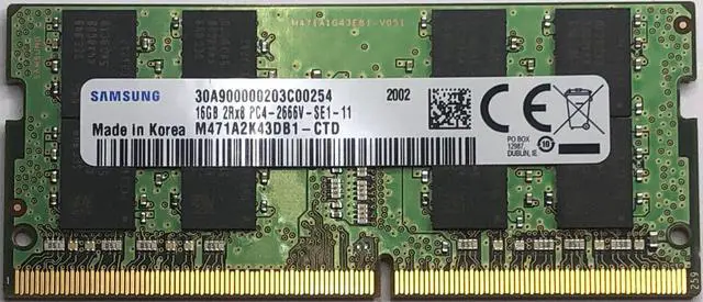Samsung 16GB DDR4 2666MHz PC4-21300 1.2V 2Rx8 260-Pin SODIMM