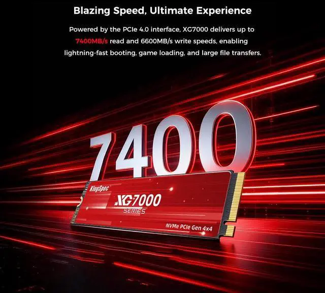 KingSpec XG 7000 2TB M.2 2280 PCIe Gen 4.0x4 NVME 1.4 Speed up to