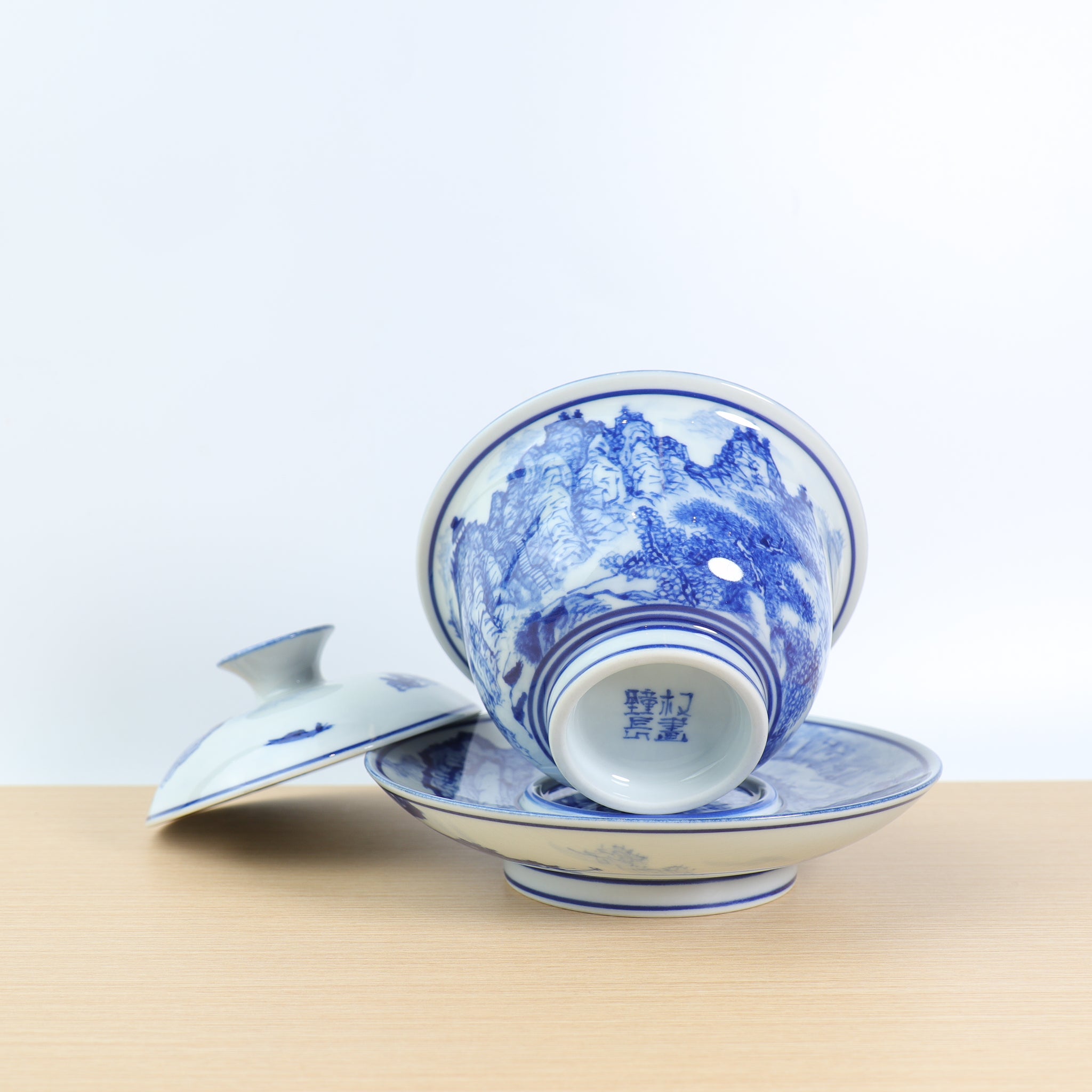 漁意山水亭】景德鎮青花山水蓋碗– Cha-Tailor Tea Specialist
