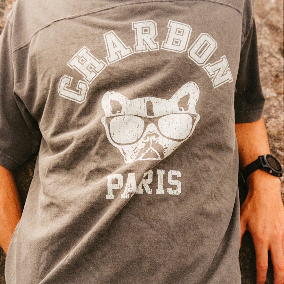 PIGMENT DYE PRINT FOOTBALL T-SHIRT