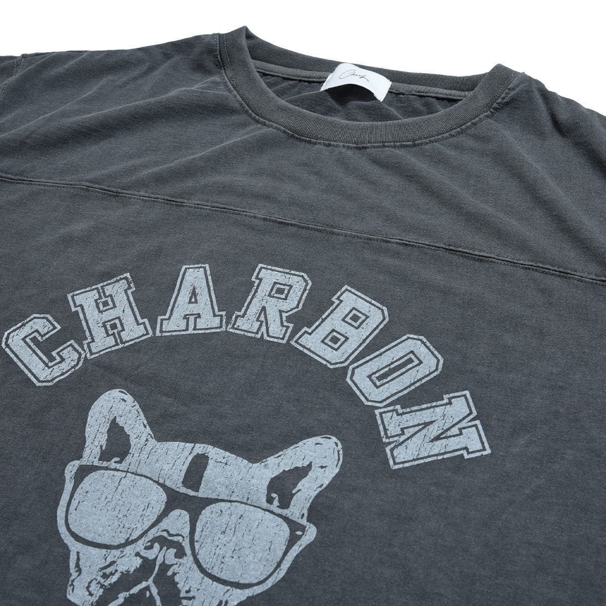 PIGMENT DYE PRINT FOOTBALL T-SHIRT