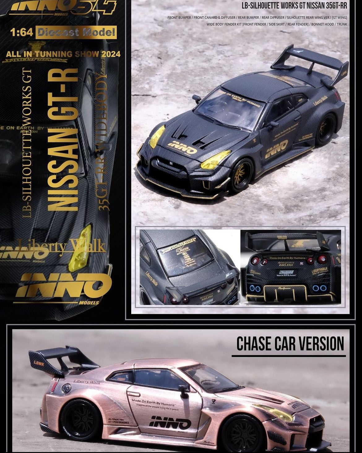 INNO64 1:64 ALL IN TUNING 2024 NISSAN GTR35 FULL CARBON – Chase