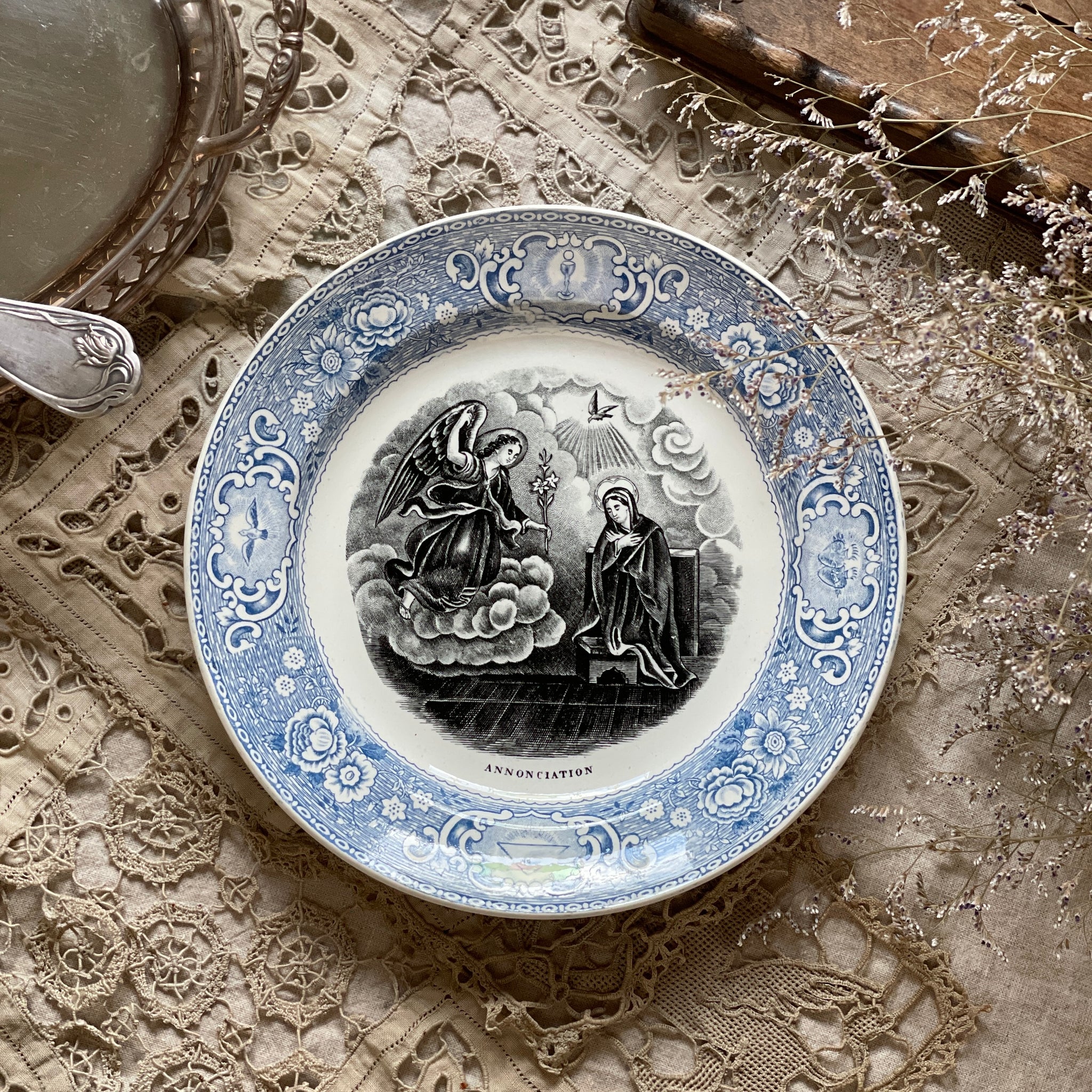 19世紀J.B. Cappellemans 天使の平皿（直径24cm） ベルギー