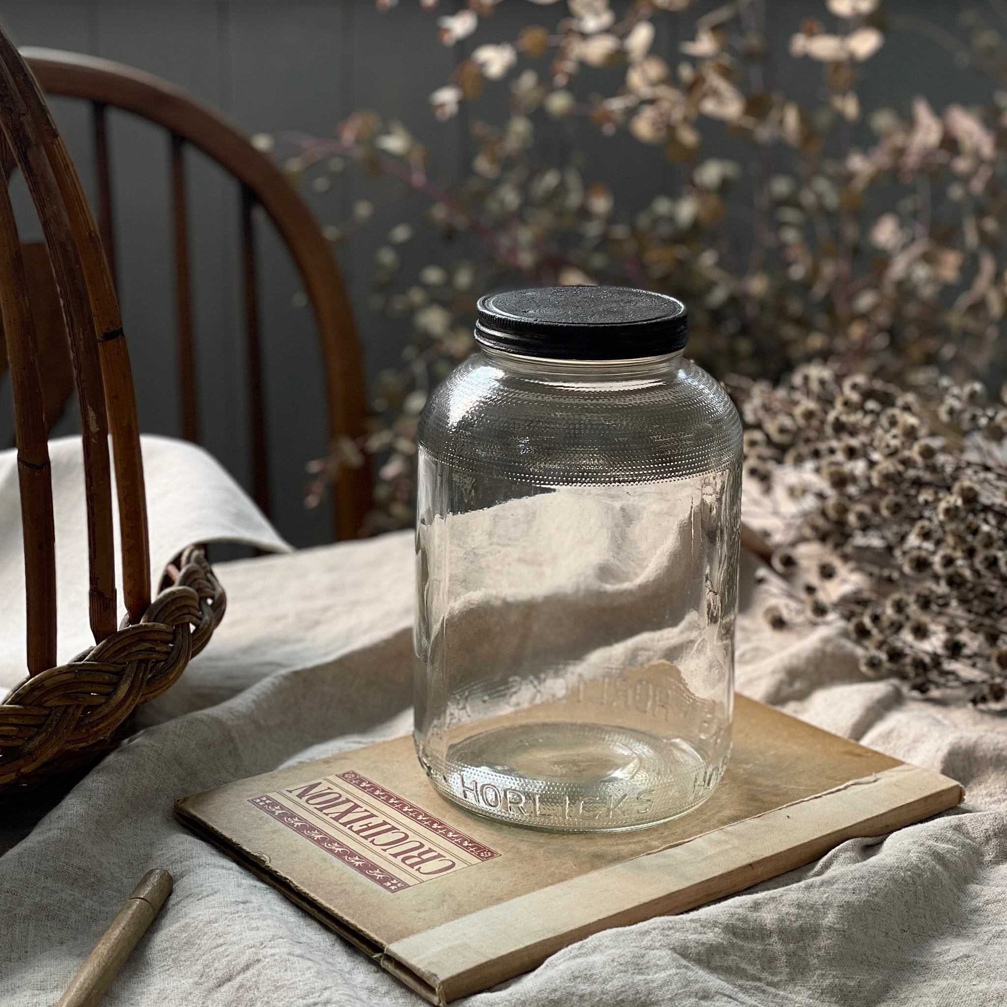 ホーリックガラスジャー（保存容器）高さ20cm イギリスアンティーク