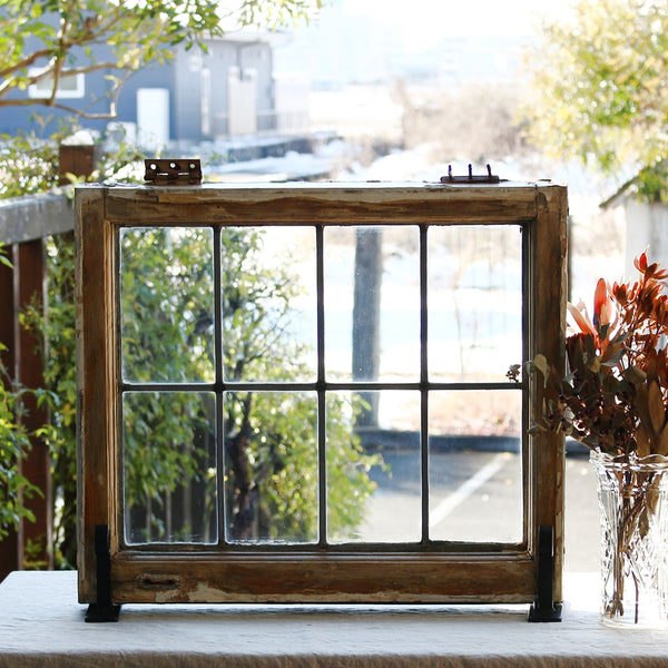 格子模様のステンドグラス イギリスアンティーク 55.5cm×49cm