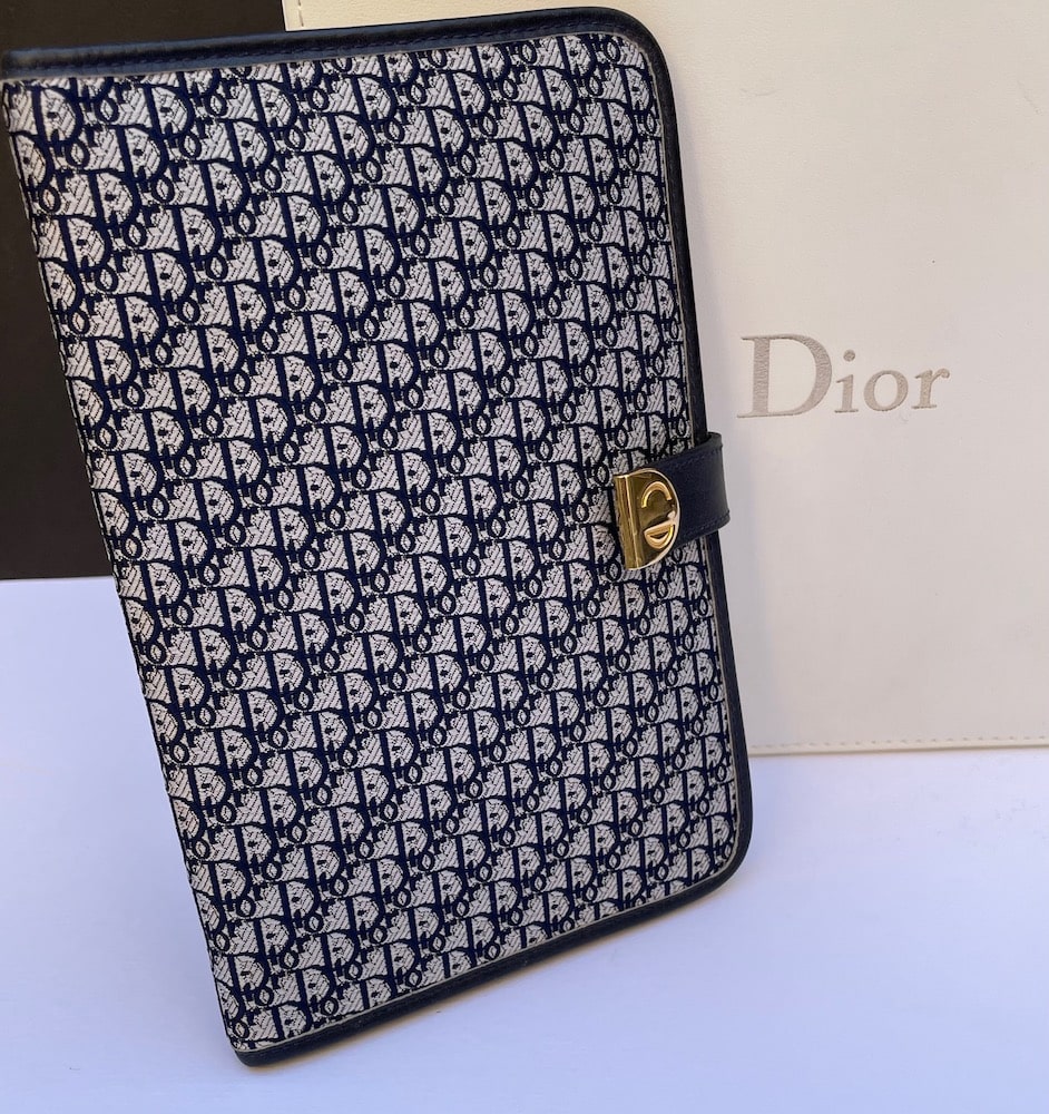 CHRISTIAN DIOR Vintage Purse Wallet CD Logo Monogram Blue C.1980s