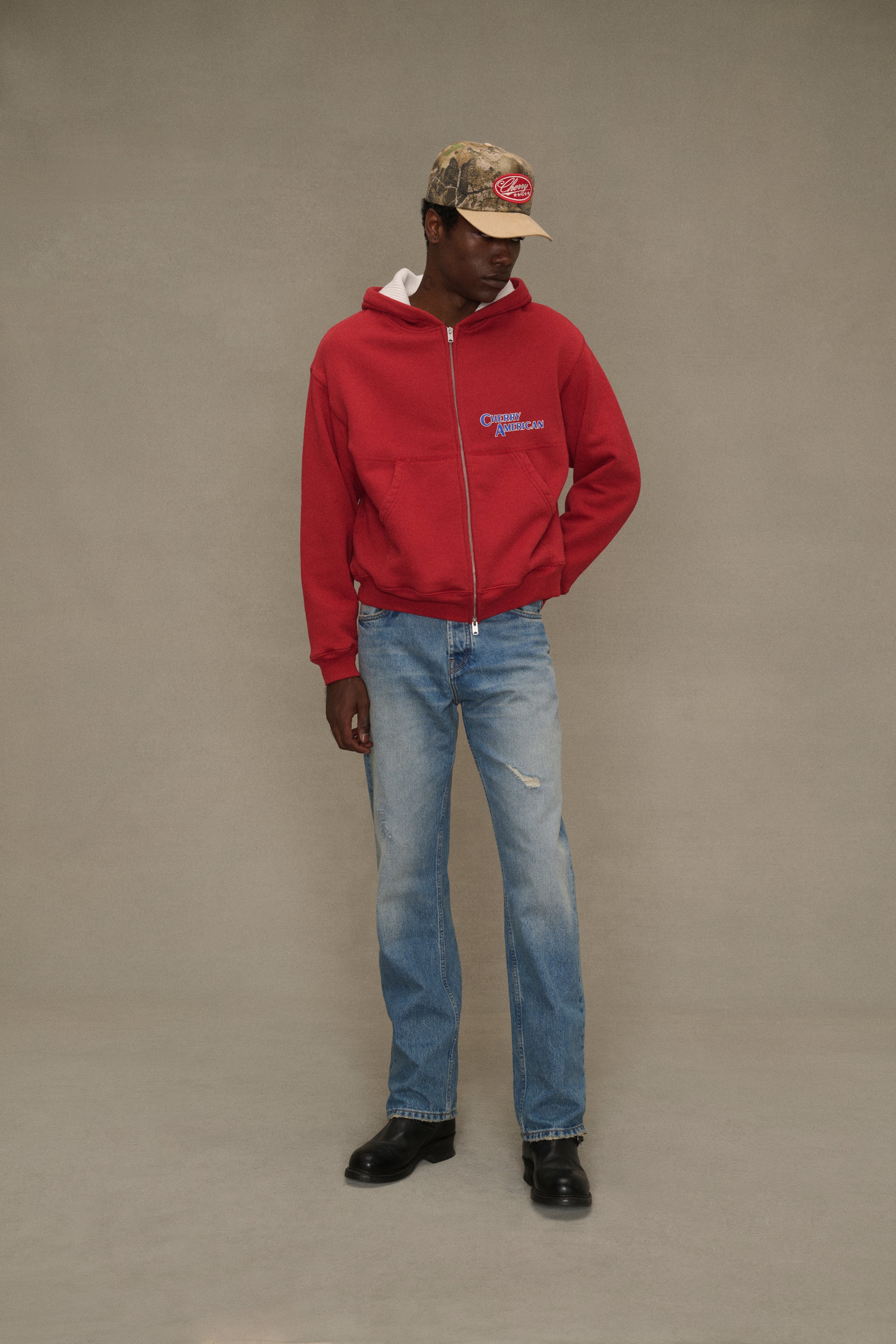 Thermal Zip Up Hoodie (Sun Faded Red) – CHERRY LA