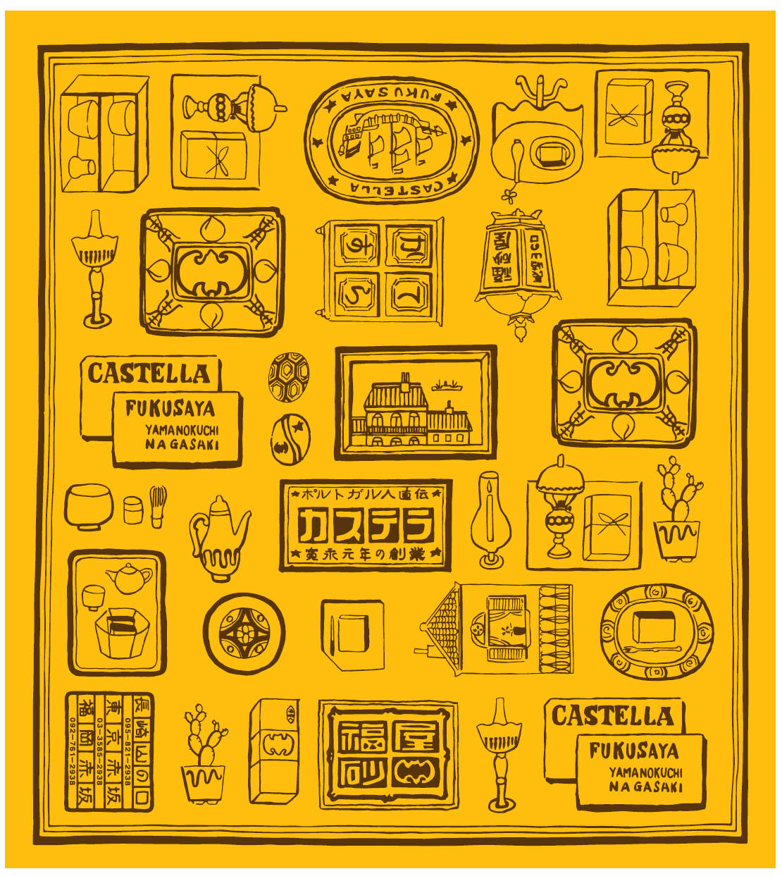 カステラ本家福砂屋 創業400周年記念コラボハンカチ。手作りならではの