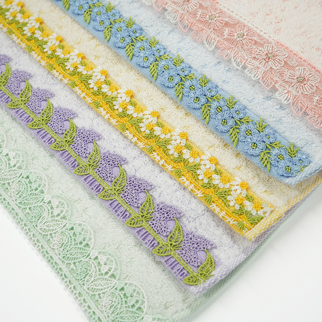 ハッピーレースフェイスタオル／桜便り（ピンク） | 横浜元町 近沢レース店