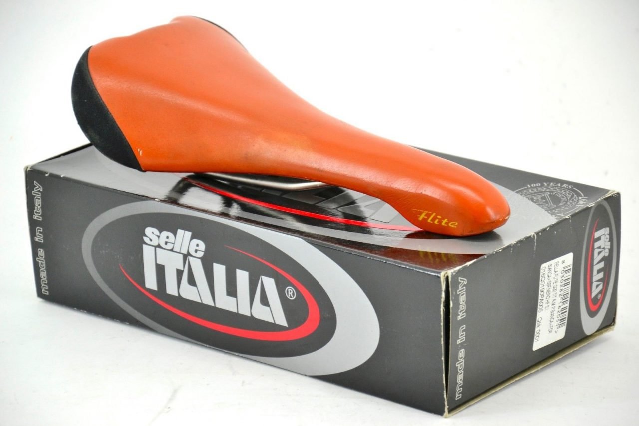 Selle Italia Flite Saddle Orange Leather Titanium Vintage 1997