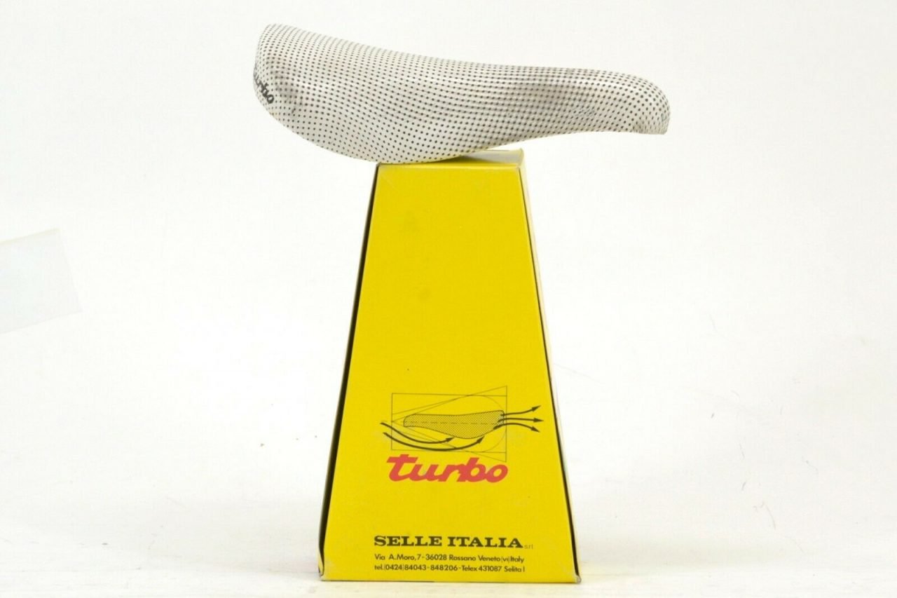 Selle Italia Turbo Saddle Perforated White Leather 1987 Vintage