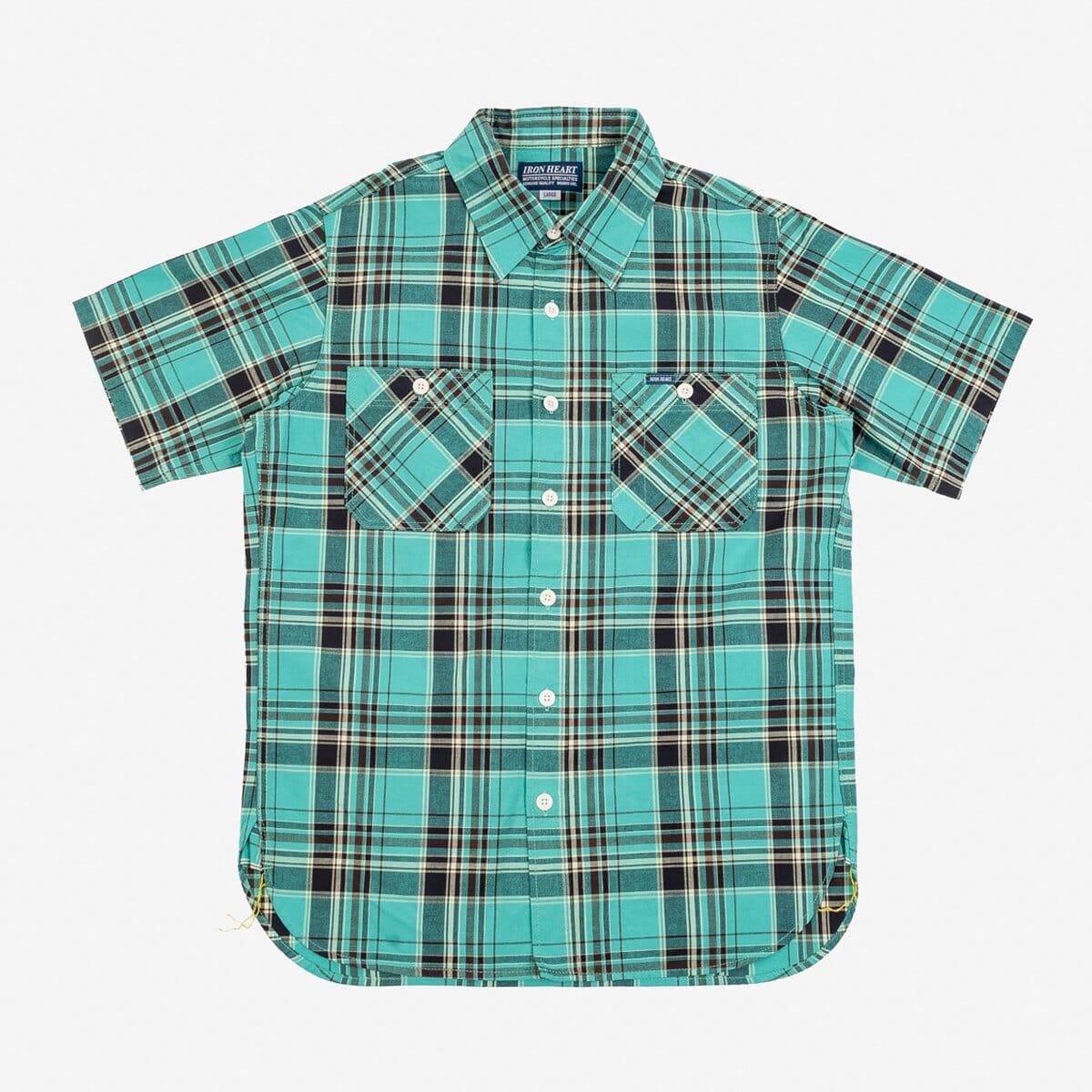 Iron Heart - IHSH-360-GRN - 5oz Selvedge Madras Check Short Sleeve