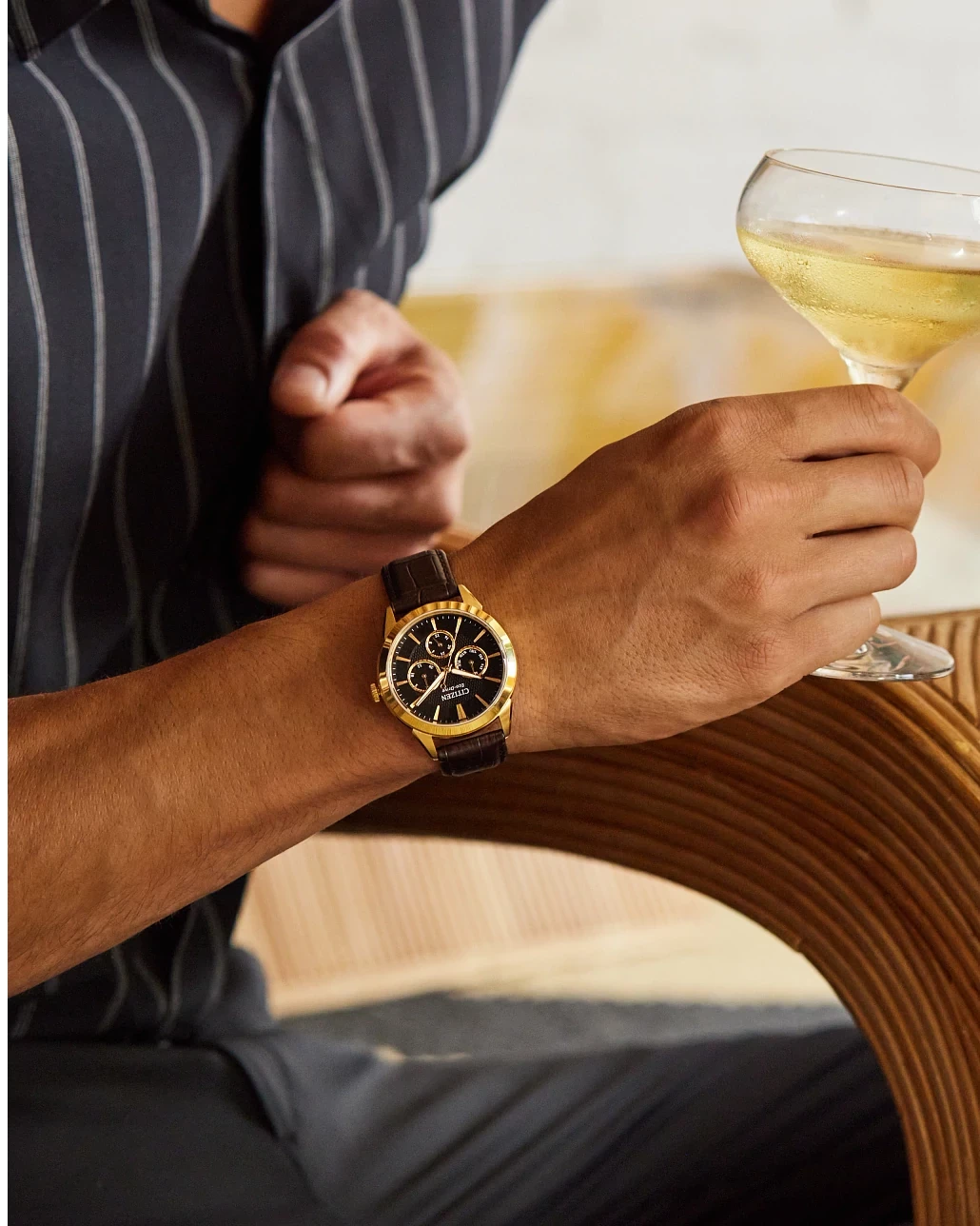 Rolan Black Dial Leather Strap BU2112-06E | CITIZEN